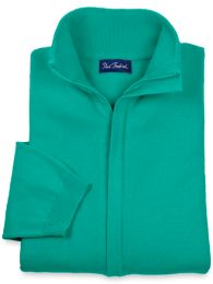 Pima Cotton Full Zip Mock Neck Sweater