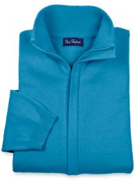 Pima Cotton Full Zip Mock Neck Sweater