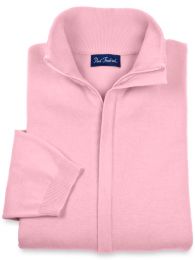Pima Cotton Full Zip Mock Neck Sweater