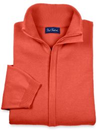 Pima Cotton Full Zip Mock Neck Sweater
