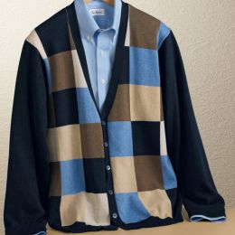 Cotton Colorblock Button Cardigan