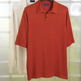 Silk/Cotton Drop Needle Stitch Short Sleeve Polo