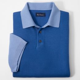 Silk/Cotton Contrast Trim Short Sleeve Polo