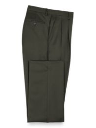 100% Wool Gabardine Pleated Front Trim Fit Pants