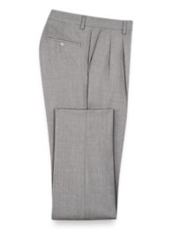 100% Wool Gabardine Pleated Front Trim Fit Pants