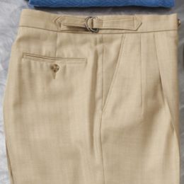 Silk/Wool Herringbone D-Ring Trousers