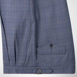 Wool Windowpane D-Ring Waistband Trousers
