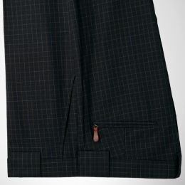 Cotton Windowpane Flat Front Trousers
