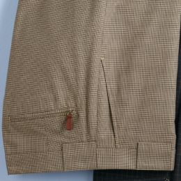 Cotton Check Flat Front Trousers