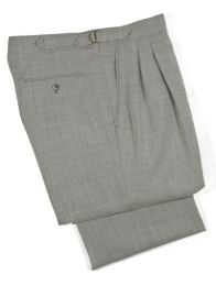 Textured Wool Pleated D-Ring Trousers