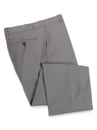 Wool Check Flat Front Pants