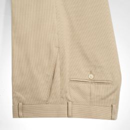 Striped Cotton Flat Front Trousers