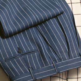 Striped Linen Pleated Trousers
