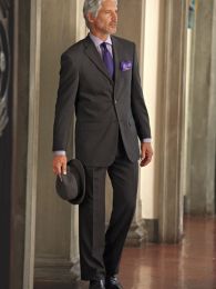 100% Wool Three-Button Striped Trim Fit Suit