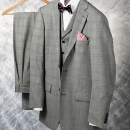 Essentials Glen Plaid Three-Piece Wool Suitings