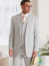 100% Cotton Seersucker Two-Button Notch Lapel Suit Separate Jacket