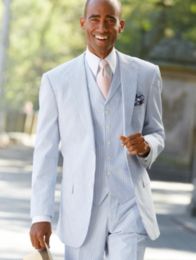 100% Cotton Seersucker Two-Button Notch Lapel Suit Separate Jacket