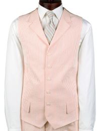 100% Cotton Seersucker Six-Button Suit Separate Vest