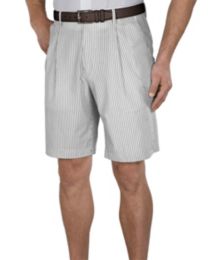 100% Cotton Seersucker Pleated Shorts