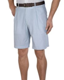 100% Cotton Seersucker Pleated Shorts