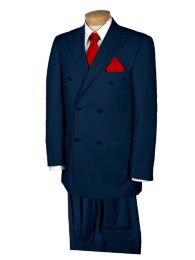 100% Wool Double Breasted Peak Lapel Solid Trim Fit Suit