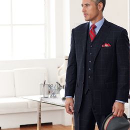 Performance Wool Windowpane Three-Piece Suit