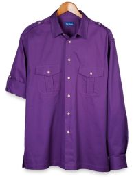 Epaulet Shoulder Cotton Twill Sport Shirt