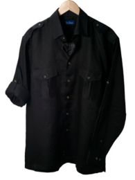 Linen Epaulet Style Shoulder Long Sleeve Sport Shirt