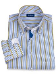 100% Cotton Stripe Button Down Collar Sport Shirt