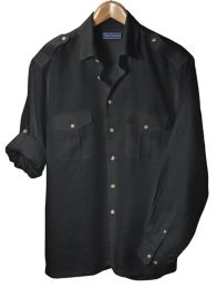 100% Linen Straight Collar Sport Shirt with Epaulets