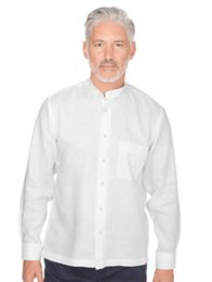 100% Linen Band Collar Sport Shirt