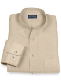 100% Linen Band Collar Sport Shirt
