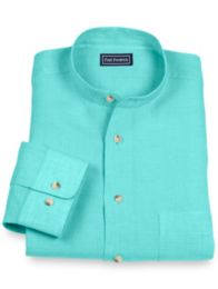 100% Linen Band Collar Sport Shirt