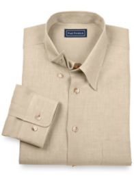 100% Linen Hidden Button Down Collar Sport Shirt