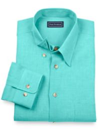 100% Linen Hidden Button Down Collar Sport Shirt