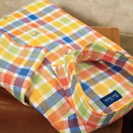 Plaid Linen Short Sleeve Sport Shirt