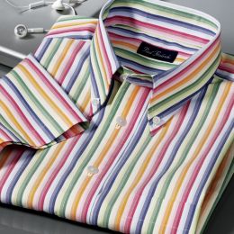 Tonal Stripe Performance Cotton Short Sleeve Sport Shirt