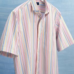 Stripe Performance Cotton Short Sleeve Sport Shirt