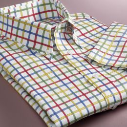 Trim Fit Windowpane Performance Cotton Short Sleeve Sport Shirt