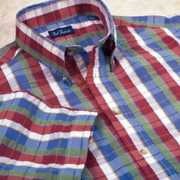 Seersucker Plaid Short Sleeve Sport Shirt