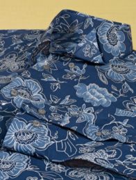  Botanical Print Cotton Long Sleeve Sport Shirt 
