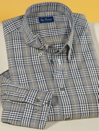 Glen Plaid Cotton Long Sleeve Sport Shirt