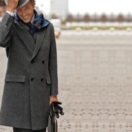 Double-Breasted Wool Blend Car Coat