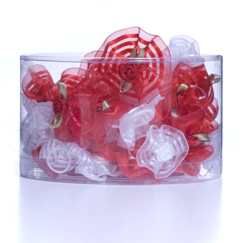 Therapet Tulle And Ribbon Bow W/Rose 40 Count