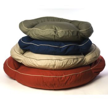 Classic Round Twill Bolster Dog Bed Barn Red