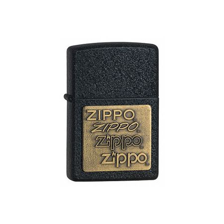 Zippo Black Crackle Lighter Zippo Brass Emblem