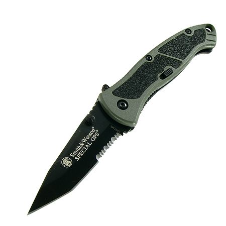 S W Spec Ops Grn Hdl w/Blk Tanto Bl