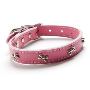 Bone Latigo Dog Collar - Pink