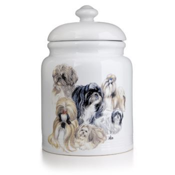 Ceramic Treat Jar 10 Inch Shih Tzu