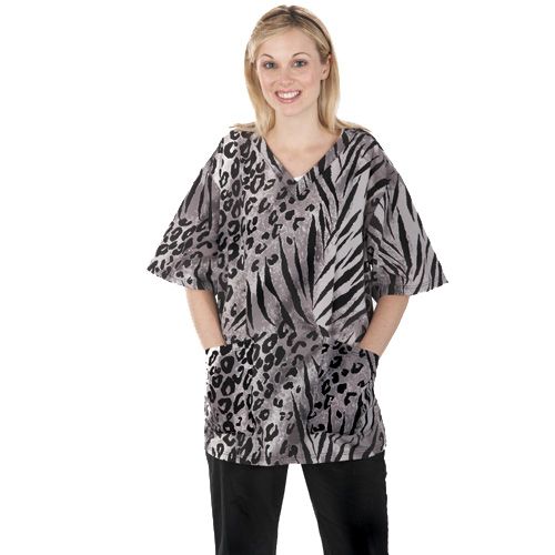Shear Appeal V-Neck Scrub Top Gray Cat